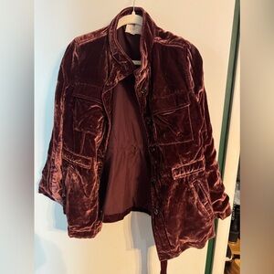 LOFT Velvet Utility Jacket in Deep Burgundy